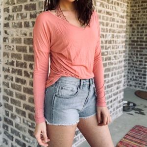 Long sleeve dusty pink tee